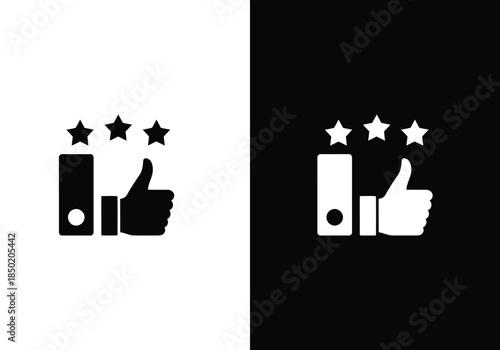 Thumbs up and three star rating icon representing good feedback