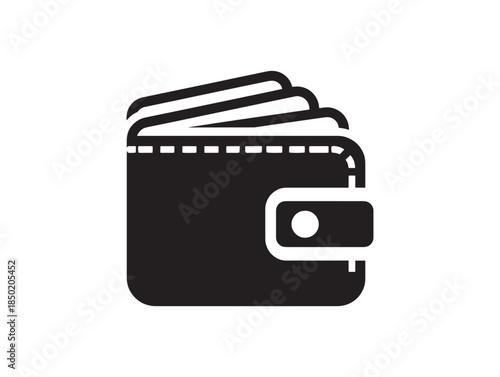 A black and white icon of a wallet with cash sticking out