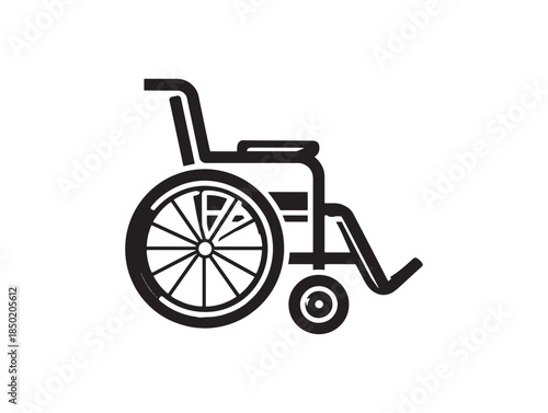 Black and white icon of a standard manual wheelchair