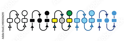 Workflow Diagram Icon Set Multiple Style Collection