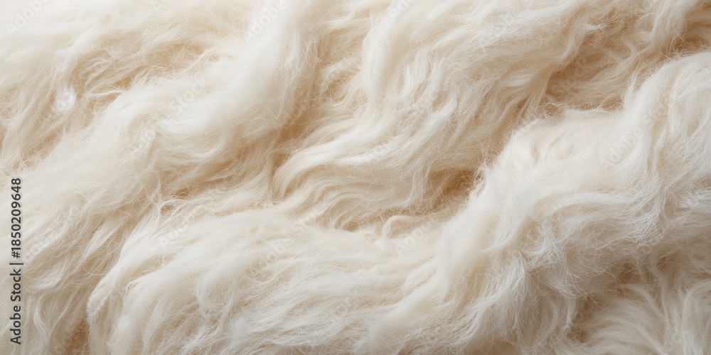 Fototapeta premium Closeup of soft white wool fibers serving as a background for fashion or craft projects, highlighting fabric texture