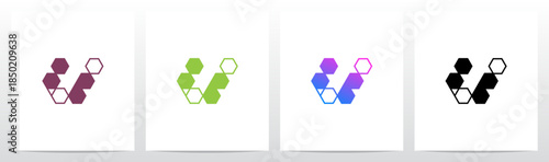 Hexagon Triangles Lines Geometric Letter Initial Logo Design U