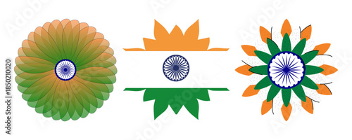 A collection of stylized artworks symbolizing indian patriotism and national identity