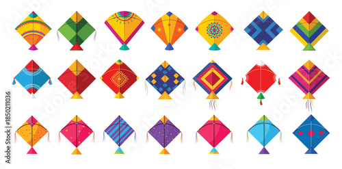 Decorative Indian festival kites collection for Makar Sankranti designs