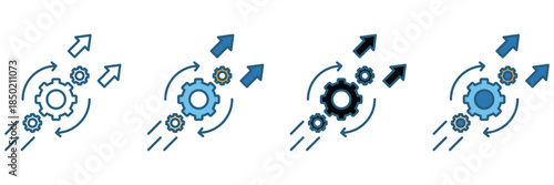 Multicolor development vector icon set illustrating business growth, performance, performance improvement, and workflow development. and corporate