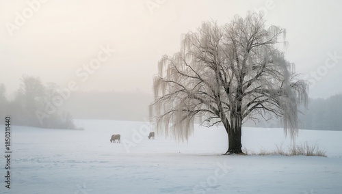Detailed view of a tree's bark and new foliage, illustrating natural renewal in early spring