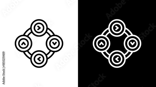 Process Cycle White Icon Set Design