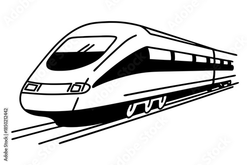 High speed train line drawing modern transportation travel concept
