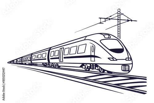 Fast railway train outline illustration urban transport technology theme
