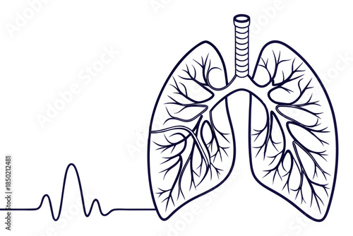 Minimalist human lungs outline medical health awareness illustration