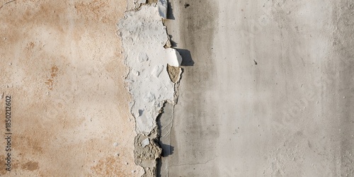 Building walls with softened paint from heat and water, illustrating weathering effects