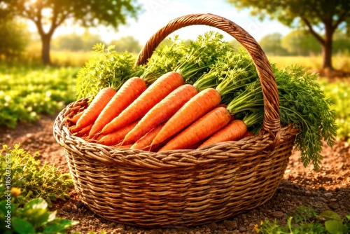 Wallpaper Mural A basket full of carrots and green vegetables Torontodigital.ca