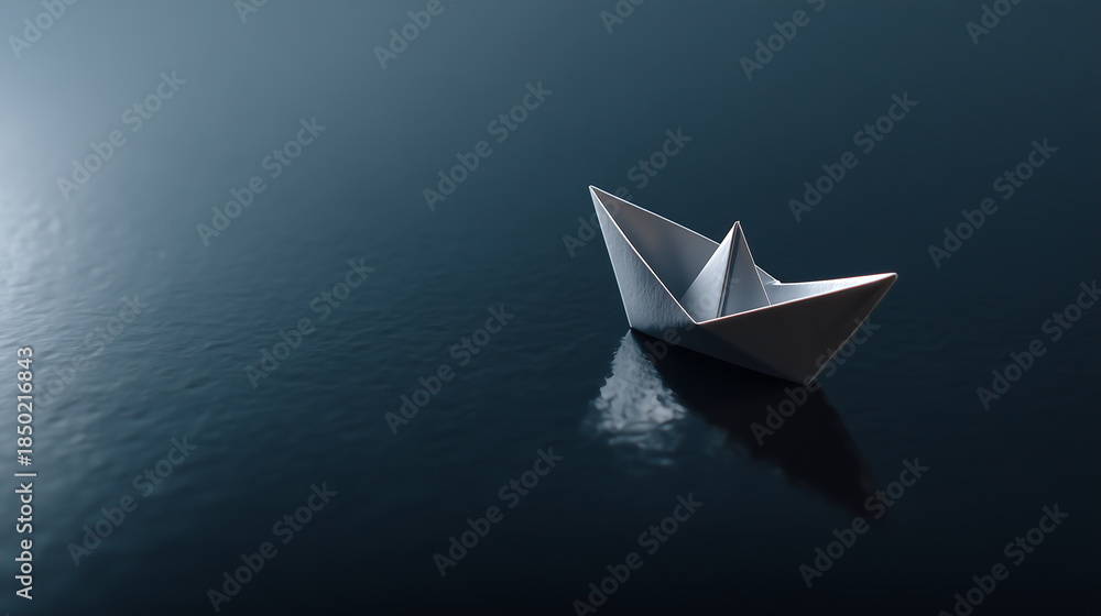 Obraz premium origami paper boat on the sea
