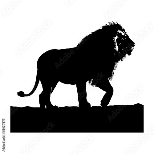Black lion silhouette vector set with ten unique poses for wildlife, animal, safari, emblem, and graphic design projects
