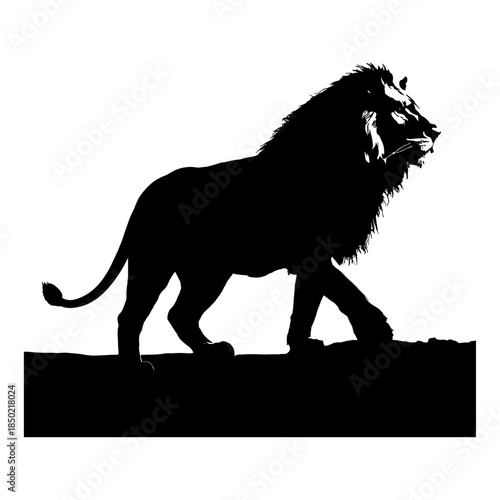 Black lion silhouette vector set with ten unique poses for wildlife, animal, safari, emblem, and graphic design projects