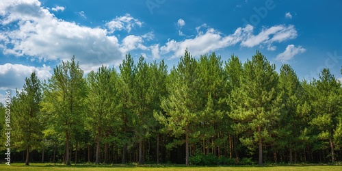 Wallpaper Mural Summer tree line with clear sky, seasonal change and landscape preservation Torontodigital.ca