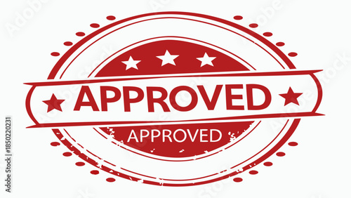 Red Circular Approved Stamp With Stars and Text Indicating Approval