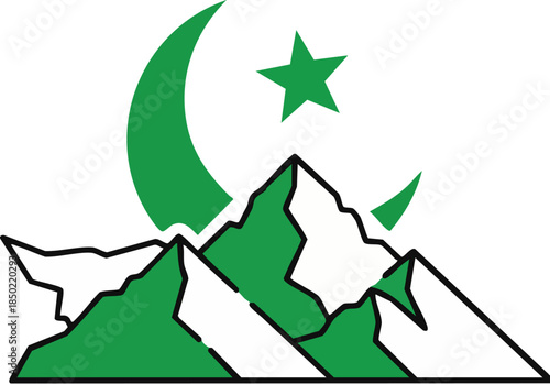 WebPakistani national symbol featuring a green mountain range topped with a crescent moon and star