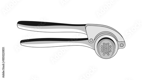 Garlic Press Kitchen Tool Illustration.