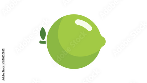 Green Lime Fruit with Leaf.