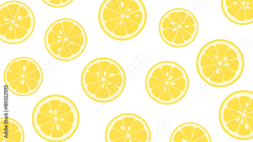 Lemon Slices Pattern on White Background.
