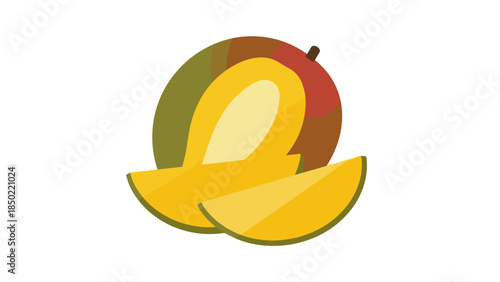 Mango Fruit Sliced Illustration Design.