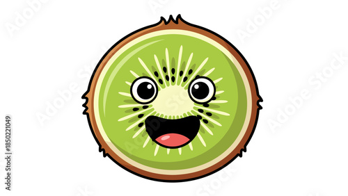 Kiwi Fruit Cartoon Character Face.