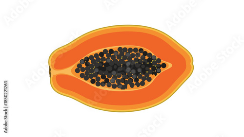 Papaya Fruit Half with Seeds.