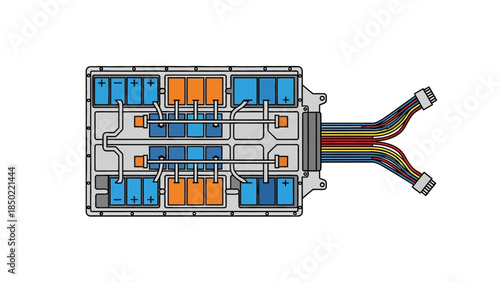 Detailed schematic of an electronic device with internal components and wiring