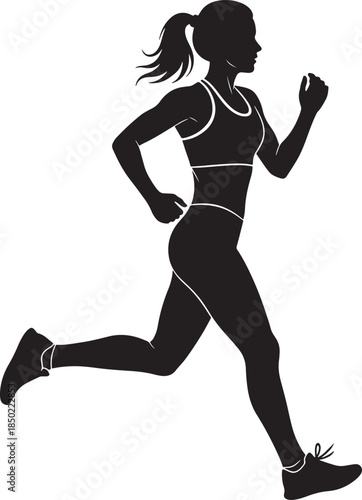 Vector Silhouette of a Running Woman
