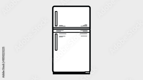 Simple Black and White Refrigerator Illustration.