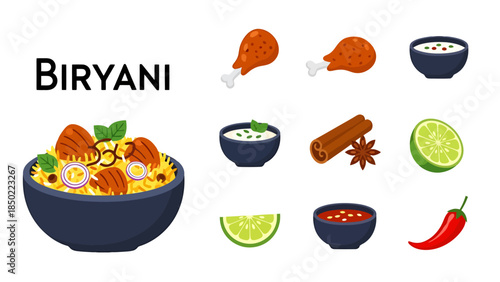 Authentic Indian Biryani with Spices and Fresh Ingredients for Culinary Delight
