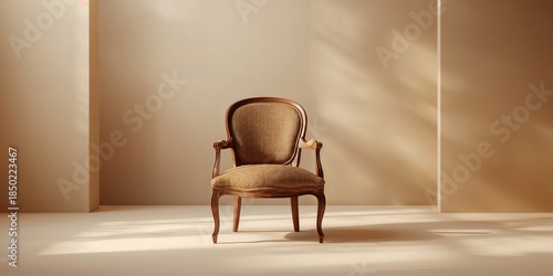 Wooden chair set against a plain background, suitable for UI layout or background use