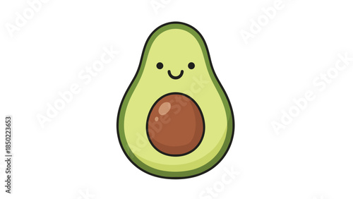 Smiling Avocado Cartoon Character Illustration.