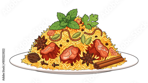 Exquisite Plate of Traditional Spaghetti with Meatballs and Fresh Herbs