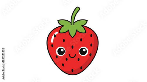 Smiling Strawberry Cartoon Character Fruit.