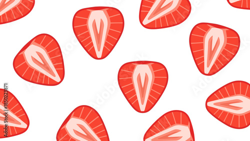 Strawberry Slices Pattern on White.