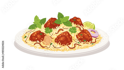 Plate of Spaghetti with Meatballs and Tomato Sauce