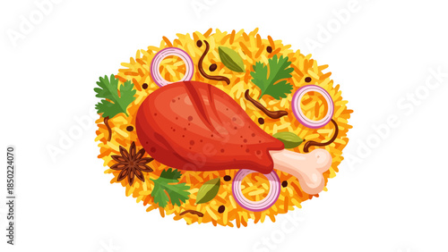 Freshly Roasted Chicken with Vegetables and Spices on a Wooden Surface