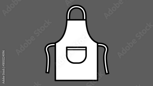 White Apron with Pocket Illustration.