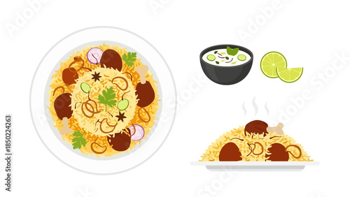 Healthy Asian Cuisine with Rice Sushi and Vegetables