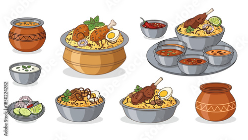 Traditional Asian Cuisine Assortment with Rice Noodles and Sauces for Culinary Presentation