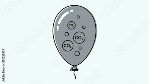 Gray balloon filled with bubbles labeled CO2