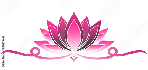 Illustration vector of a Pink lotus flower with pink ribbon