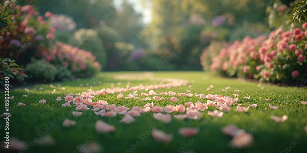 Obraz premium Close-up of pink rose petals on a flower garden background, suitable for floral design or wedding decor, World Floral Design Day