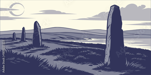 Orkney standing stones prehistoric silhouette