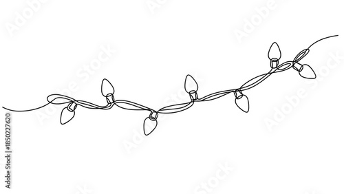 Decorative string of holiday lights in line art style  