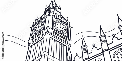 Big Ben Line‑Art Vector: Clean London Landmark Design for Modern Branding & Timeless Visual Identity