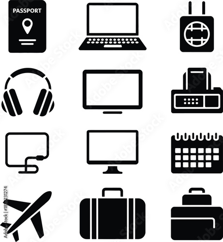 Waiter and waitress silhouettes, restaurant staff serving food vector icons