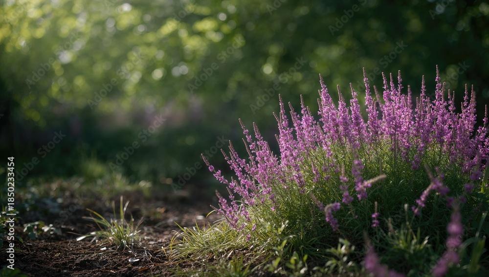 Obraz premium Purple heather in Boswachterij Ruinen, Netherlands, natural vegetation promoting biodiversity